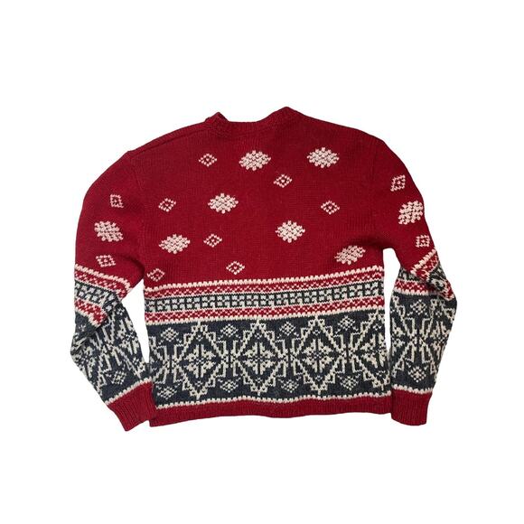 Eddie Bauer Sweater Womens M Multicolor Fair Isle Cardigan Button Wool Alpaca - Picture 2 of 9